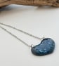 Dark Blue Fused Glass Heart Necklace with Stainless Steel Chain - Image 7