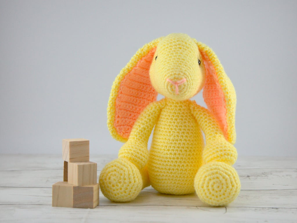 Crochet Rabbit Plush: Yellow Bunny Stuffed Animal, Nursery Decor