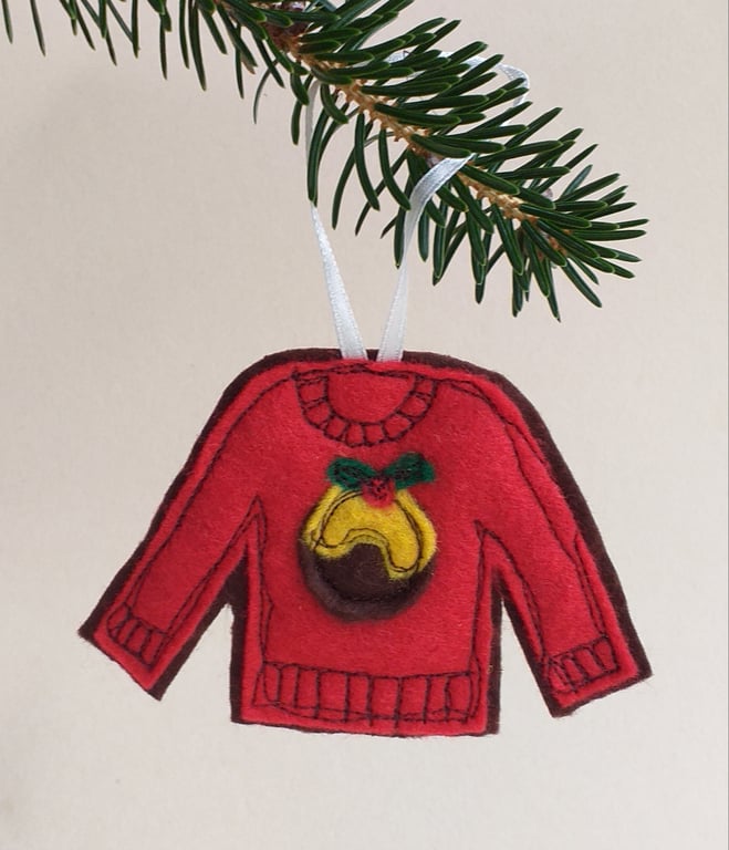 Red Felt Christmas Jumper Tree Decoration