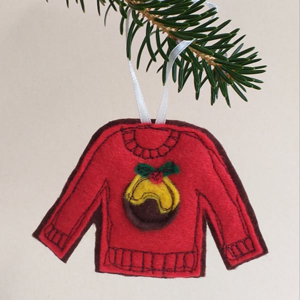 Red Felt Christmas Jumper Tree Decoration