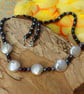 Pearl necklace with garnets - Freshwater pearls and gemstones - Silver Hooks - Image 3