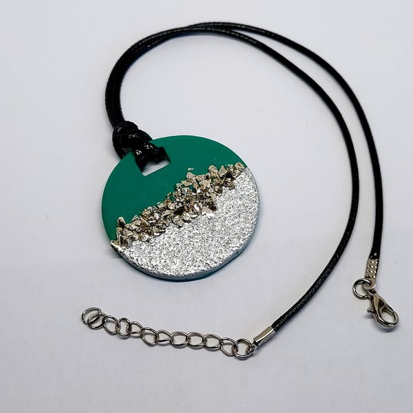 Teal and silver pendant