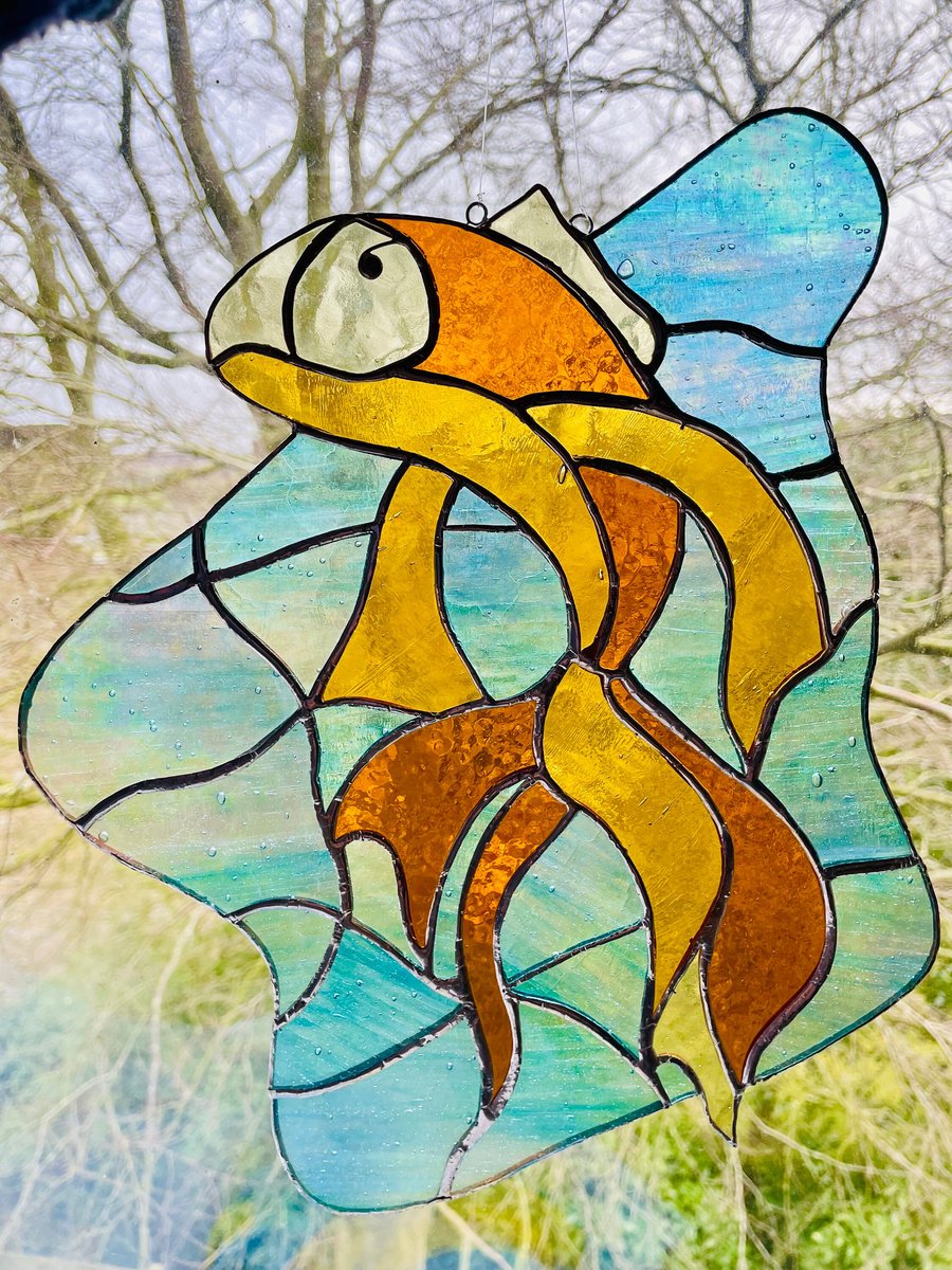 Stained Glass Fish Suncatcher, Glass Art, Nature