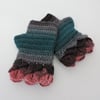   Fingerless Mitts with Dragon Scale Cuffs Acrylic Sea Green Grey Charcoal Pink
