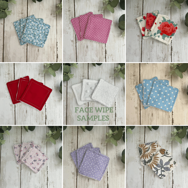 Face Wipe  SAMPLE PACK of 3 - bamboo towelling, dimple fleece & terry towelling