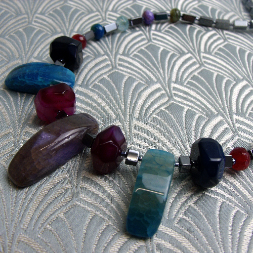 Chunky Semi-Precious Stone Necklace, Handmade Chunky Necklace CC55