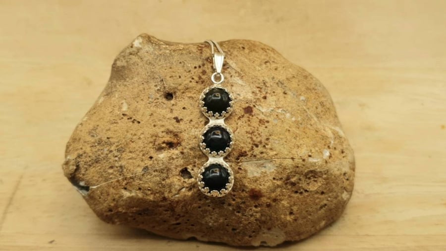 Triple Bloodstone pendant. March birthstone necklace