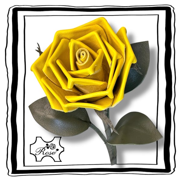 Solaris - Yellow Leather Rose - Gorgeous, floral leather gift.