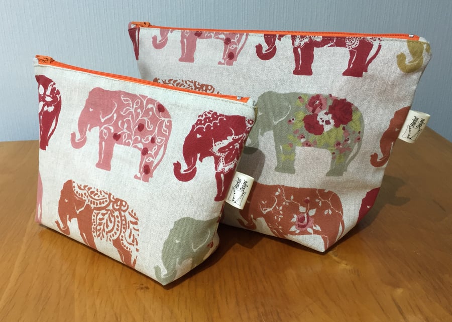Elephant Makeup and Washbag, Handmade in the UK