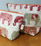 Elephant Makeup and Washbag, Handmade in the UK