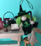 Bright Green Witch Doll Hanging Decoration, Witchy Gifts, Halloween Decoration - Image 2