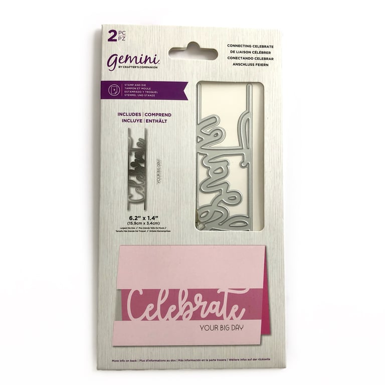2 piece Papercraft Metal Die and stamp set, Connecting Celebrate