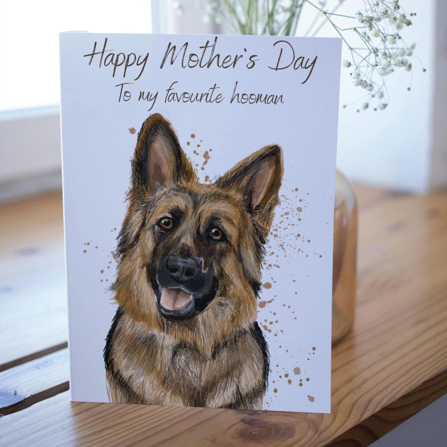 Mother's day cute and classic greeting card , German Shepard, for dog lover