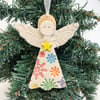 Ceramic Christmas Angel Pottery Christmas decoration Multicoloured snowflakes