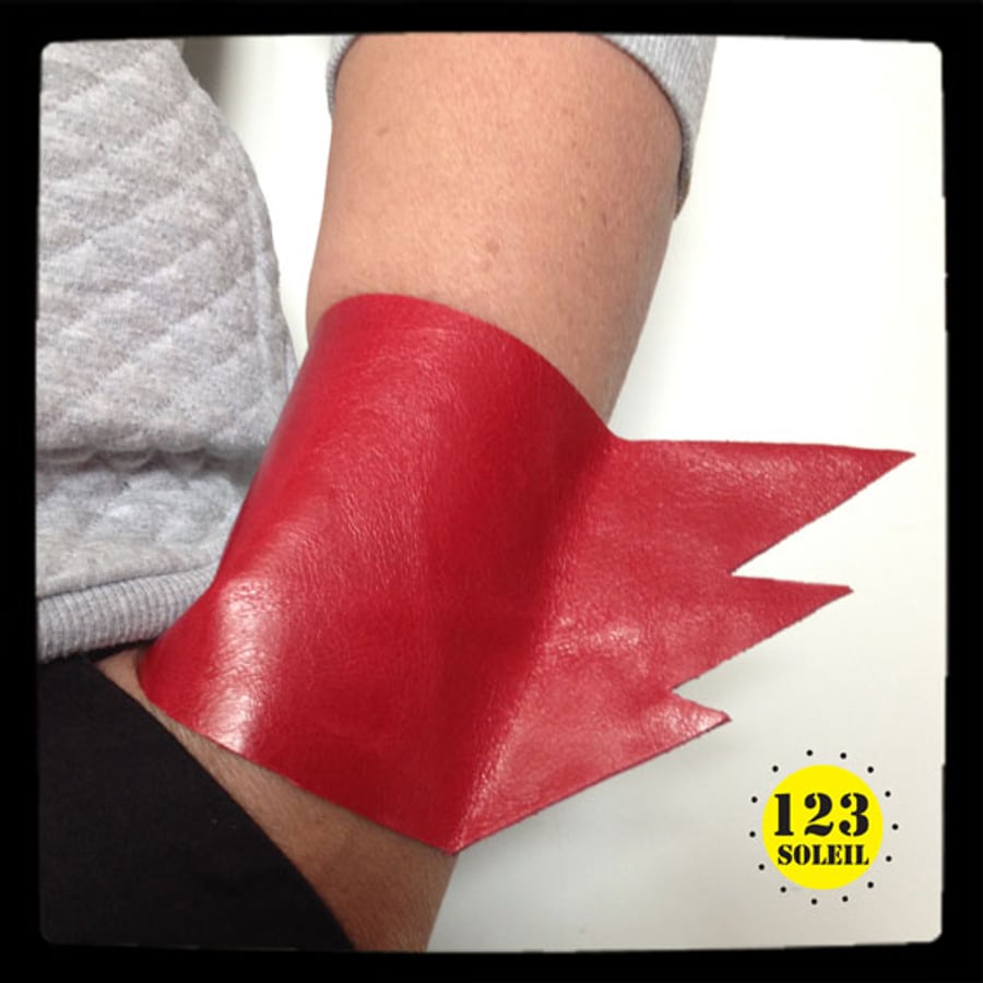 Red leather cuff -" SUPER CUFF"