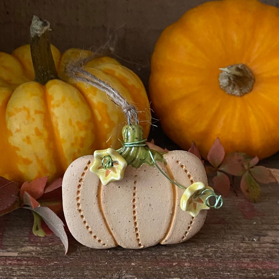 Small pottery pumpkin decoration