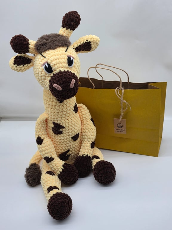 Handmade Crochet Giraffe - Chunky Chenille Plush