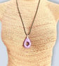 Pink and Lilac Marbled Glasses Holder Necklace with Black Waxed Cord