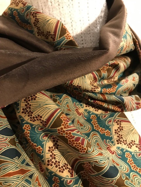 Liberty of London Print Long Scarf.Cotton Tana Lawn and Velvet  