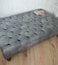 Extra Large Chesterfield Design Button Footstool in Premium Faux Grey Leather