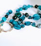Teal Beaded Handbag Charm with Lobster Clasp and Keyring