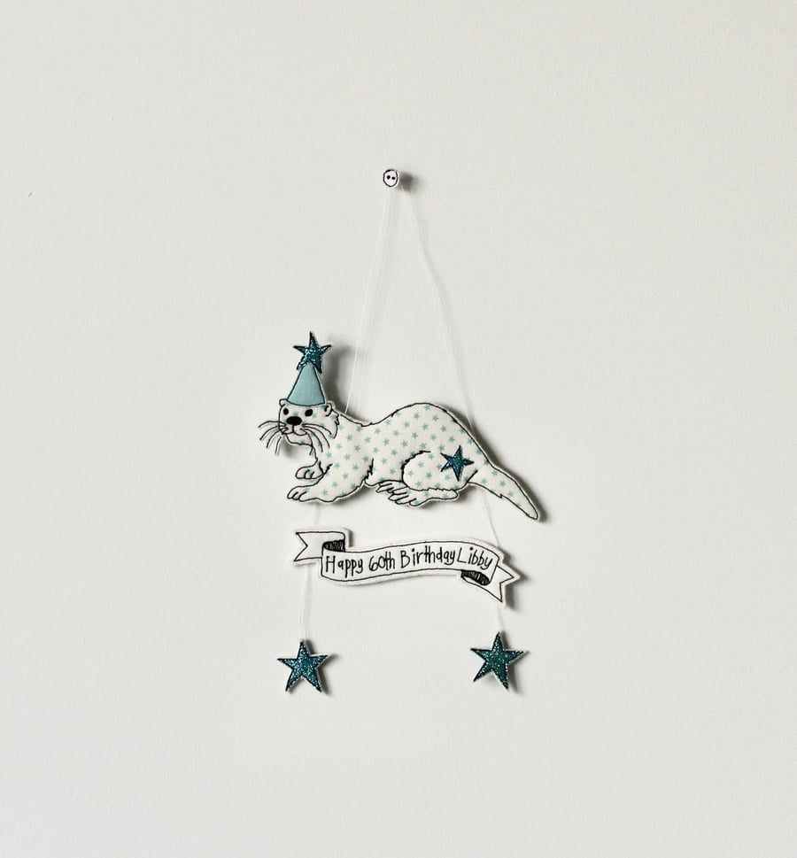Special Order for Kathy - 'Happy 60th Birthday Libby' Sea Otter Decoration