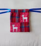 Christmas gift bag. Patchwork drawstring bag with reindeer. Choice of colours . - Image 4