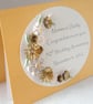 50th golden wedding anniversary card, handmade with quilled flowers - Image 4