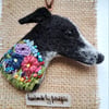 Needle Felted Greyhound Brooch