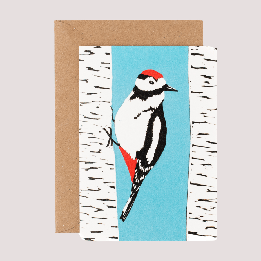Bird Card, Woodpecker Card, Blank Birthday Card