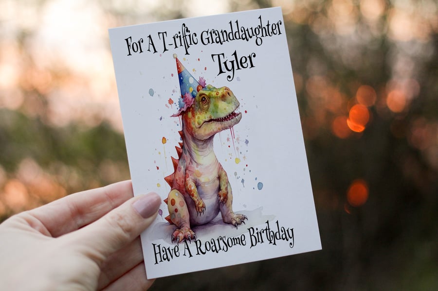 Dinosaur Granddaughter Birthday Card, Card for Granddaughter, Birthday Card