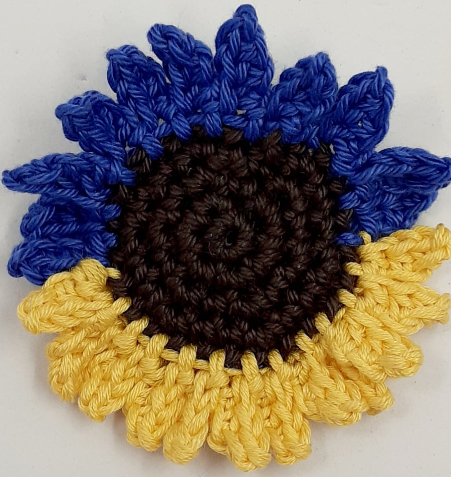 Blue and Yellow Sunflower Brooch Sold in Support of Ukraine 