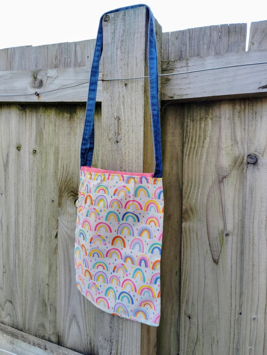 Fabric rainbow handbag