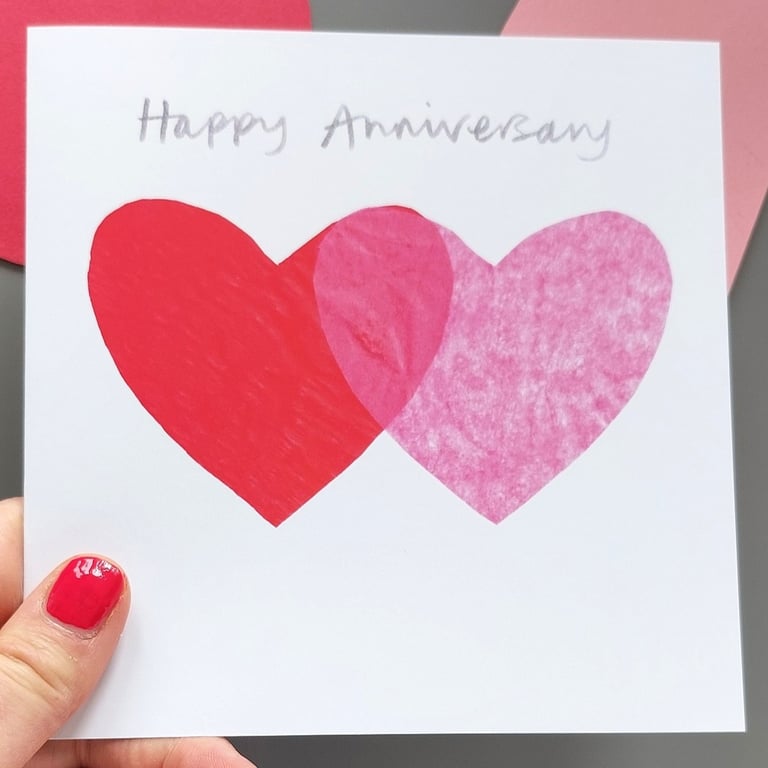 Happy anniversary card with two hearts