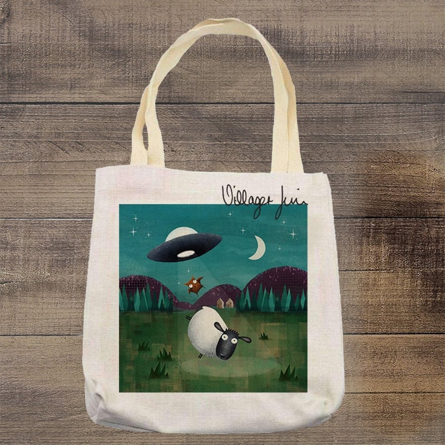 UFOS Unidentified Flying Owl and Sheep - Sheep Tote Bag