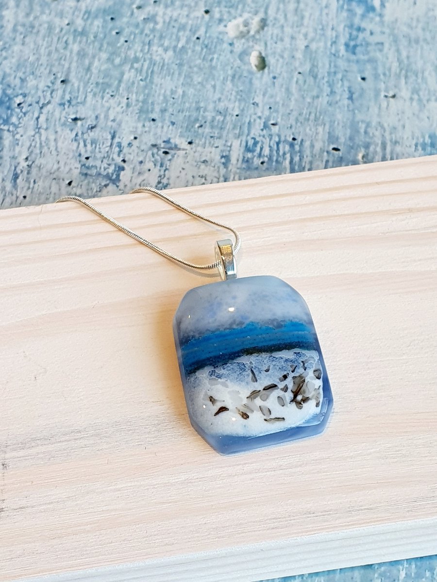 Fused Glass ' By the Sea' Necklace