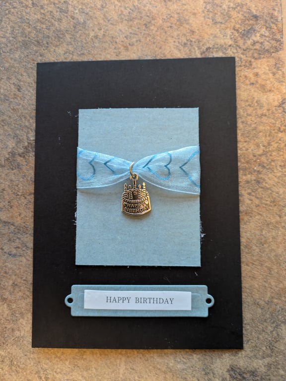 Birthday card with metal cake charm 