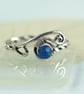 Sterling Silver Twist Ring with Blue Jade Bead - Unique Viking Jewellery - Image 1