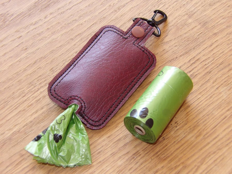 Faux leather poo bag holder Handmade new 