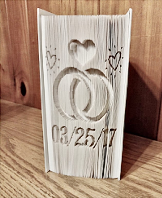Wedding Rings (Custom date) CUT & FOLD Book Folding Pattern -EMAILED PDF PATTEN