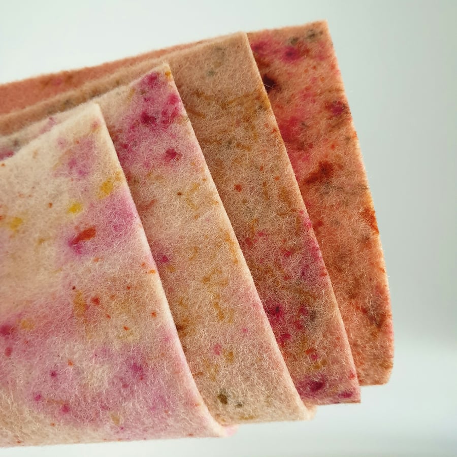 Naturally Dyed Wool Felt Sheets - Pack of 4 mini Summer Rose