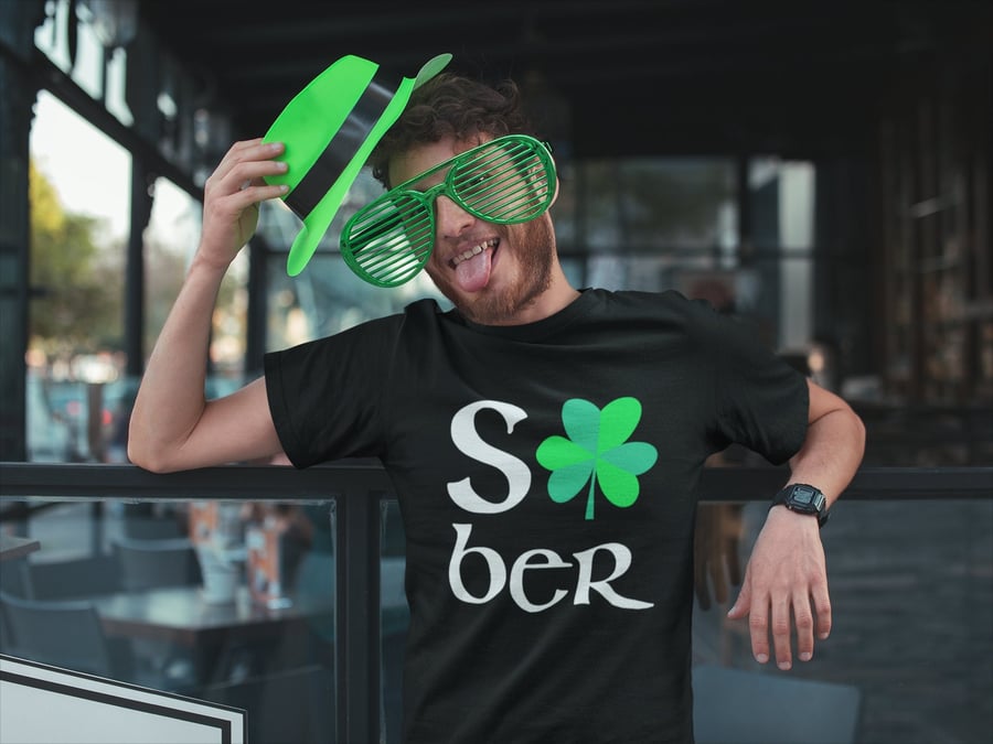 St Patricks Day sober shirt, Irish Shamrock Sobriety gift, AA gift