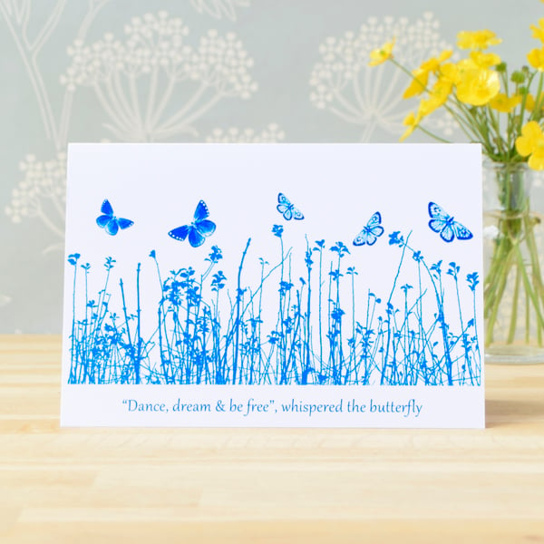 '"Dance, dream & be free”, whispered the butterfly.' Mothers Day card