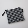 Grey and Black wool Check  Coin Purse