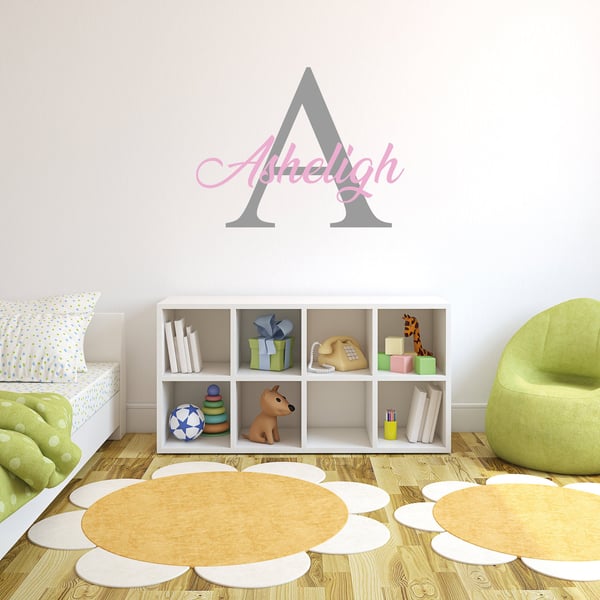 Murals Signs Custom Name and Initial Personalised Wall Art Decal Kids Baby 