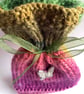 Unique multi coloured knitted gift bag with silver butterfly - Image 3