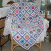 Crocheted Blanket Throw - Lilac,white and multi