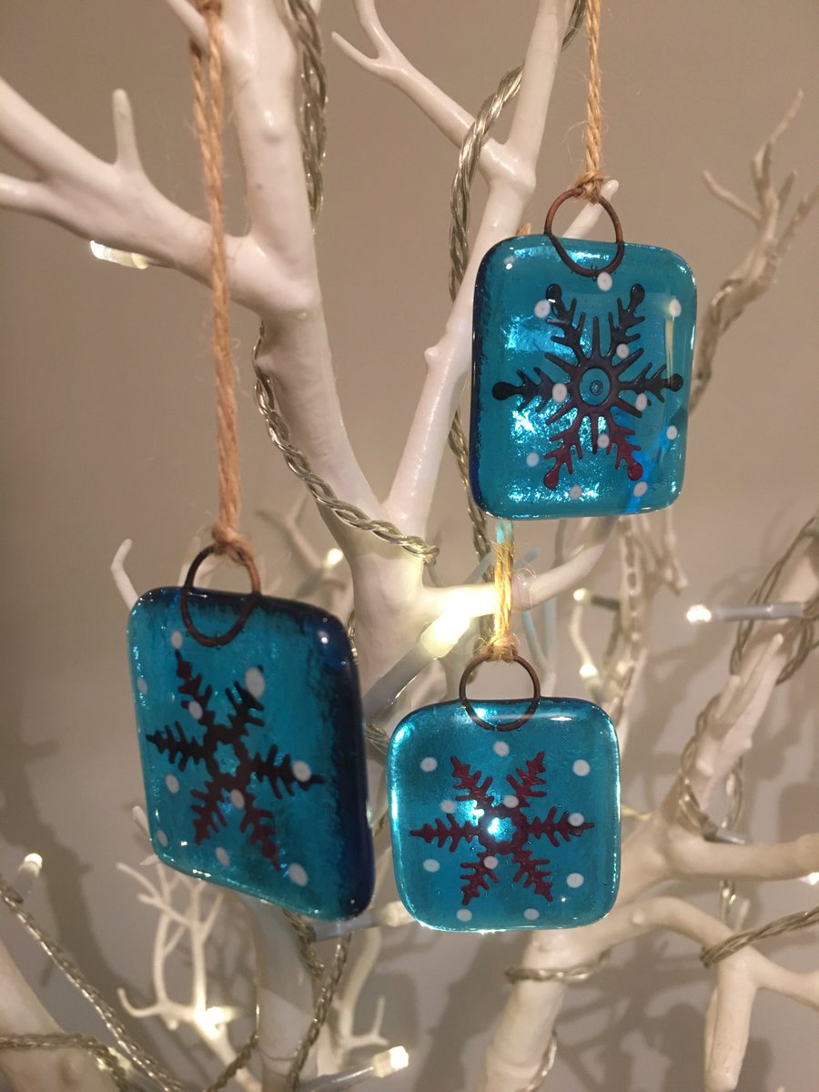 Fused Glass Xmas Decorations : Set of 3