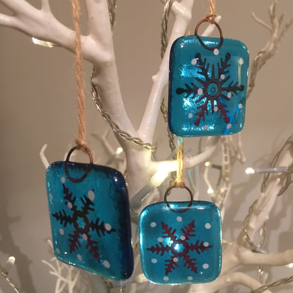 Fused Glass Xmas Decorations : Set of 3