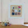 Hand-stitched mini 'patchwork' with dove on card - any occasion a card to keep!
